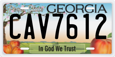 GA license plate CAV7612