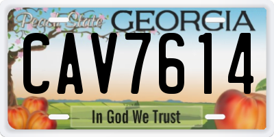 GA license plate CAV7614