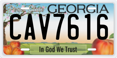 GA license plate CAV7616