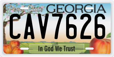 GA license plate CAV7626