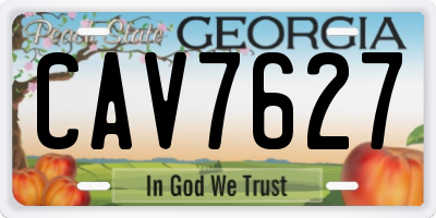 GA license plate CAV7627