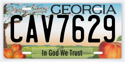 GA license plate CAV7629