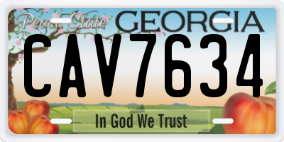 GA license plate CAV7634