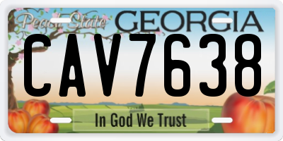 GA license plate CAV7638