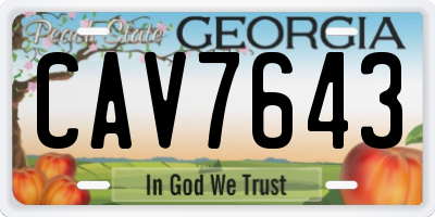 GA license plate CAV7643