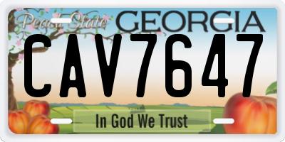 GA license plate CAV7647