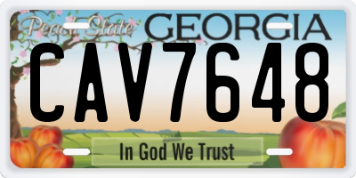GA license plate CAV7648