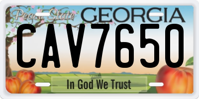 GA license plate CAV7650