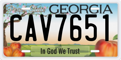 GA license plate CAV7651