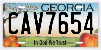 GA license plate CAV7654