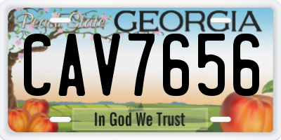 GA license plate CAV7656