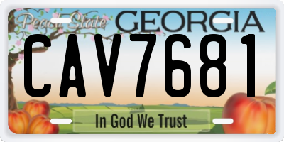 GA license plate CAV7681