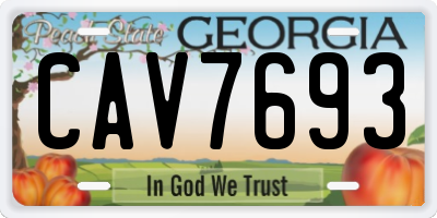 GA license plate CAV7693