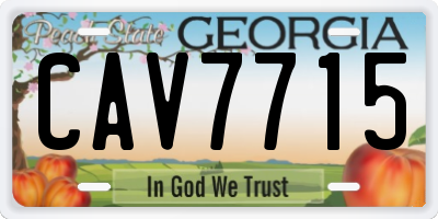 GA license plate CAV7715