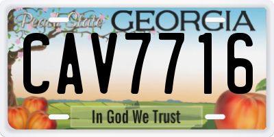 GA license plate CAV7716
