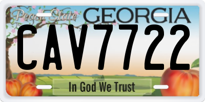 GA license plate CAV7722