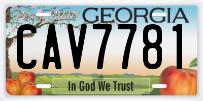 GA license plate CAV7781