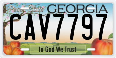 GA license plate CAV7797