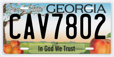 GA license plate CAV7802
