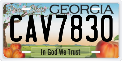 GA license plate CAV7830
