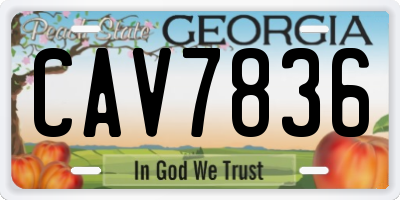 GA license plate CAV7836