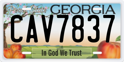 GA license plate CAV7837