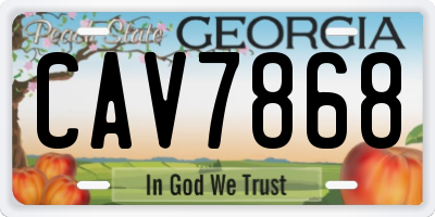 GA license plate CAV7868
