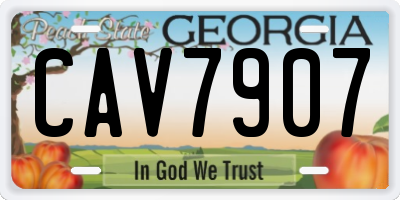 GA license plate CAV7907