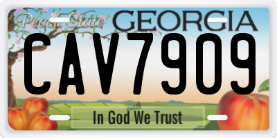GA license plate CAV7909