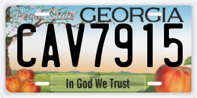 GA license plate CAV7915