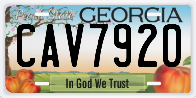 GA license plate CAV7920