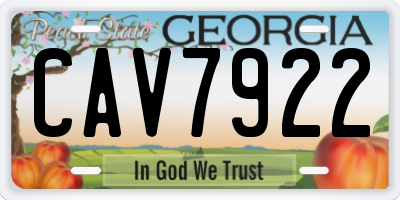 GA license plate CAV7922