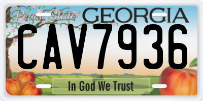 GA license plate CAV7936