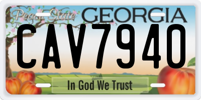 GA license plate CAV7940
