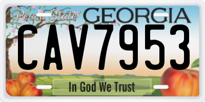 GA license plate CAV7953