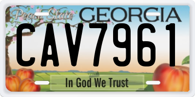 GA license plate CAV7961