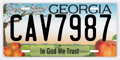 GA license plate CAV7987