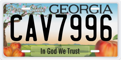 GA license plate CAV7996