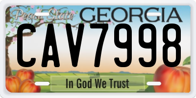 GA license plate CAV7998