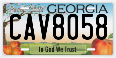 GA license plate CAV8058