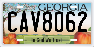 GA license plate CAV8062