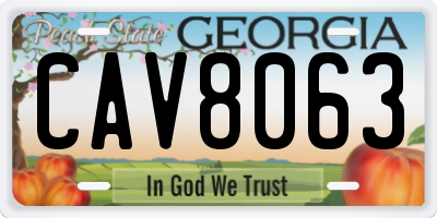 GA license plate CAV8063