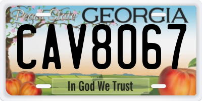 GA license plate CAV8067