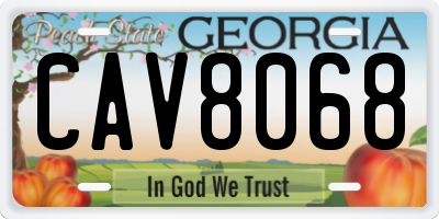 GA license plate CAV8068