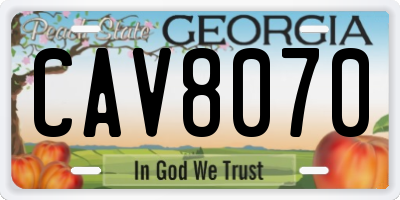 GA license plate CAV8070