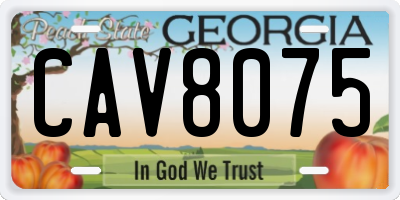 GA license plate CAV8075