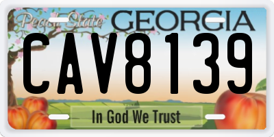 GA license plate CAV8139