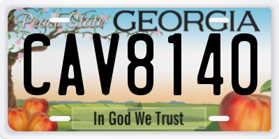 GA license plate CAV8140