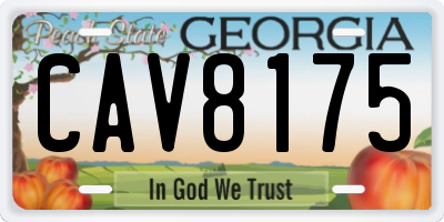 GA license plate CAV8175