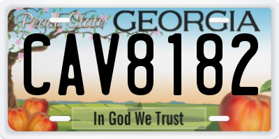 GA license plate CAV8182